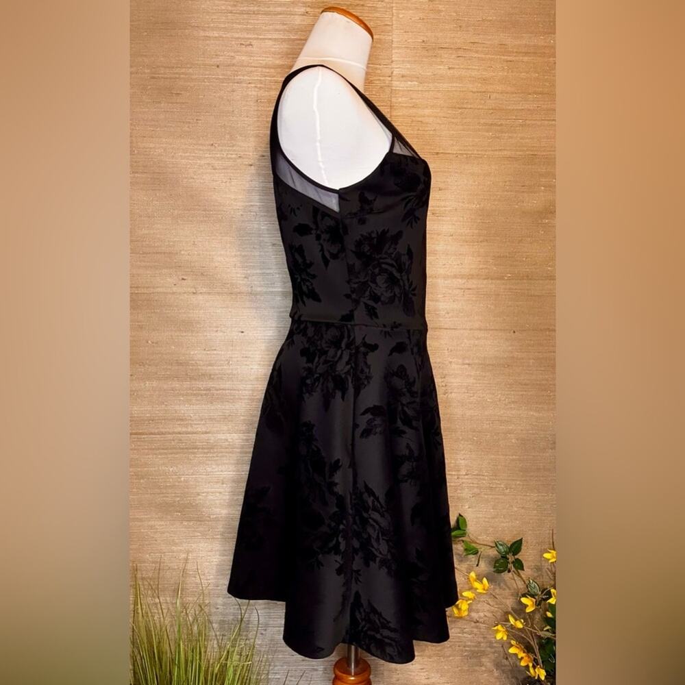 Bar III Chic Black Velvet Floral print Backless Dress - Picture 2 of 5
